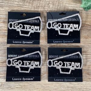 Lot of 4 GO TEAM Cheerleading Pin Genuine Austrian Crystals Rhinestones